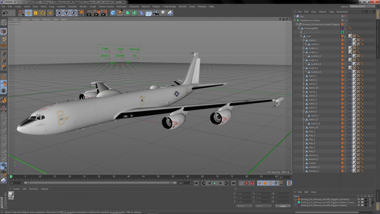 3D Boeing E-6 Mercury Aircraft Rigged for Cinema 4D model