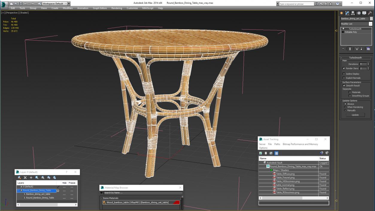 3D model Round Bamboo Dining Table