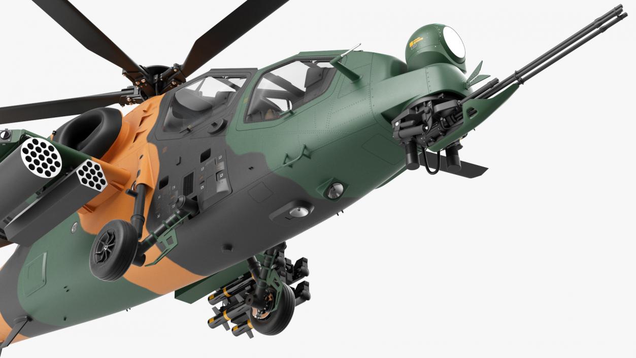 3D T129 ATAK Green Helicopter Rigged model