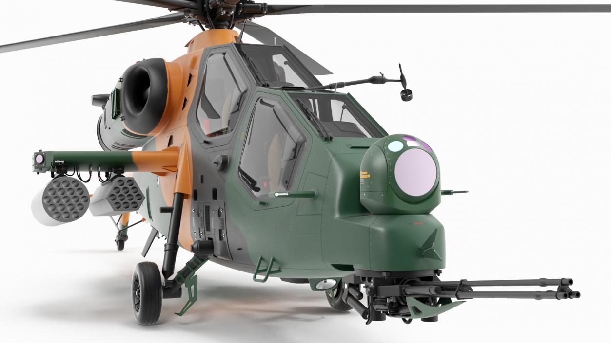 T129 ATAK Green Helicopter Rigged for Maya 3D