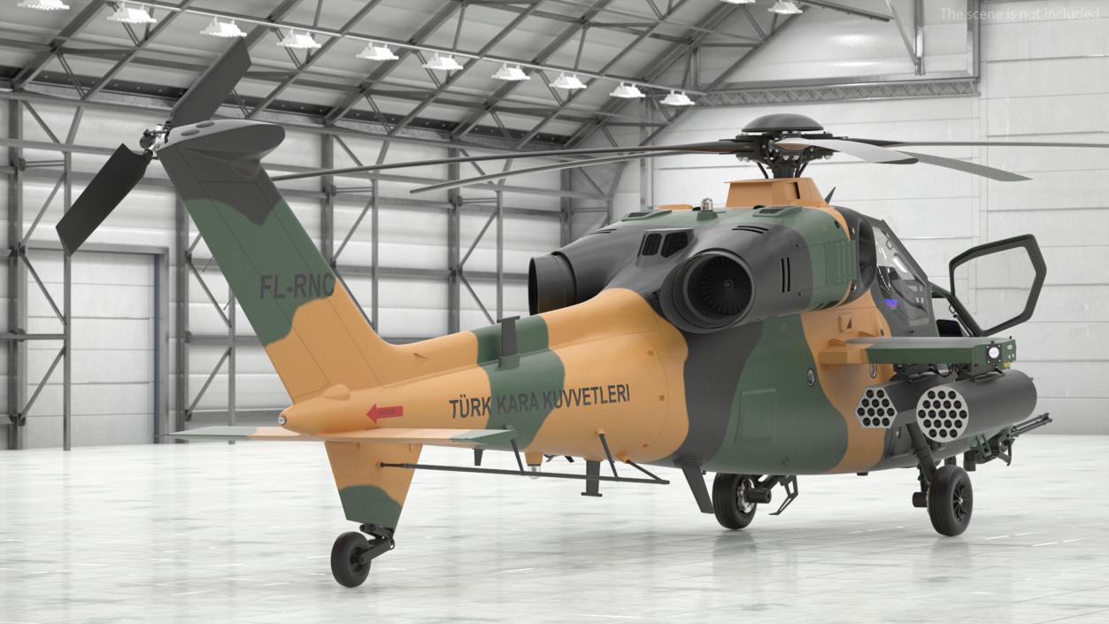 T129 ATAK Green Helicopter Rigged for Cinema 4D 3D