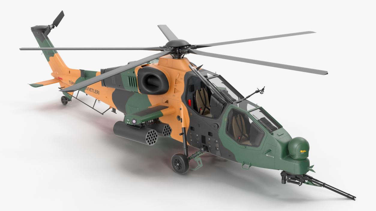 T129 ATAK Green Helicopter Rigged for Maya 3D