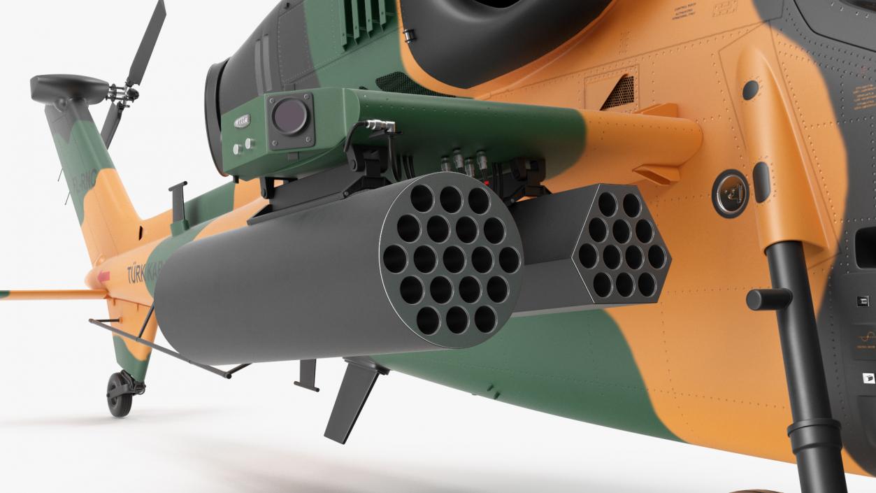 T129 ATAK Green Helicopter Rigged for Cinema 4D 3D