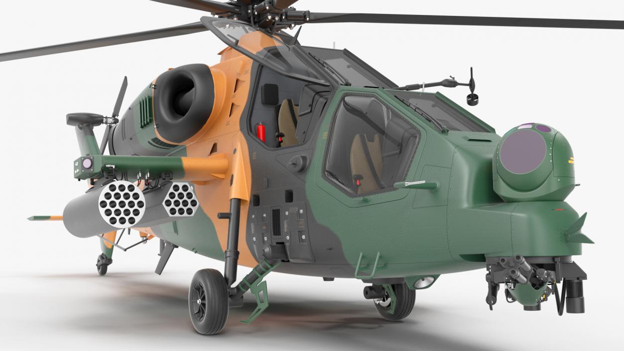 T129 ATAK Green Helicopter Rigged for Cinema 4D 3D