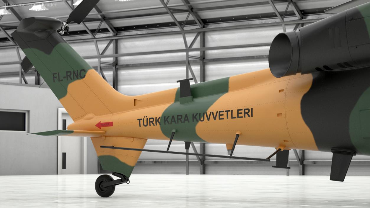 T129 ATAK Green Helicopter Rigged for Maya 3D