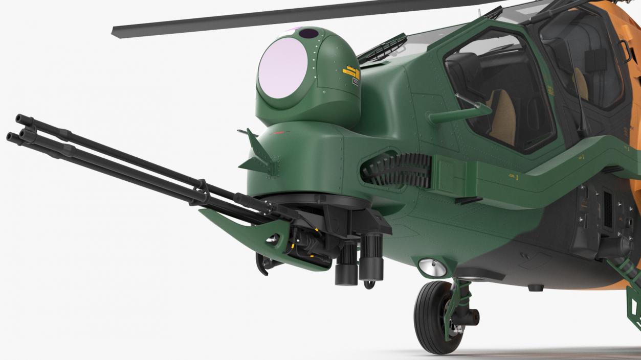 3D T129 ATAK Green Helicopter Rigged model