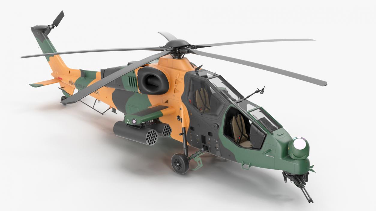 T129 ATAK Green Helicopter Rigged for Maya 3D