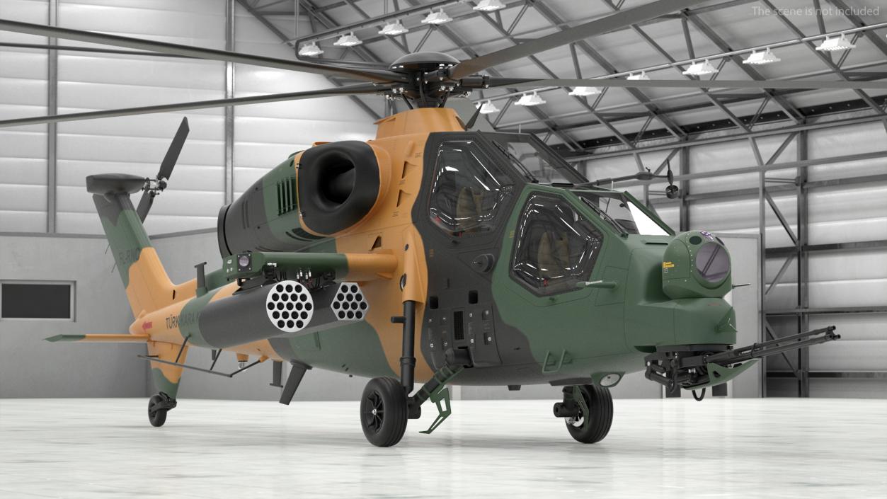 T129 ATAK Green Helicopter Rigged for Maya 3D