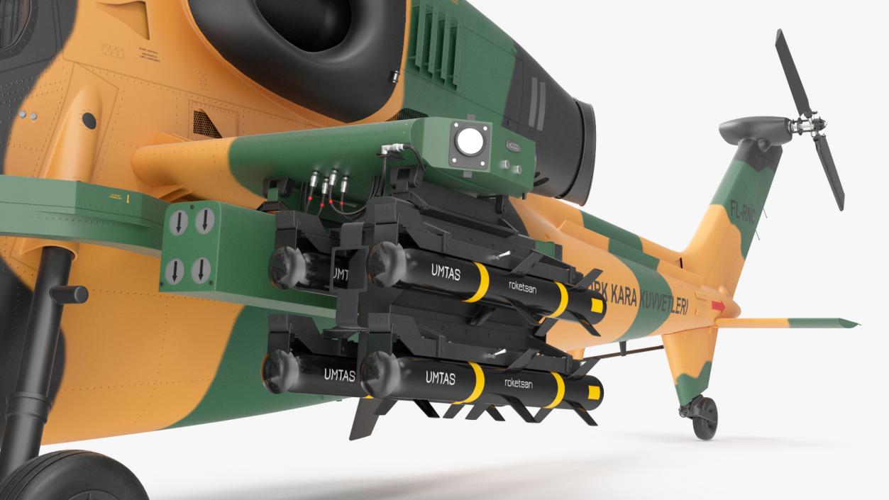 T129 ATAK Green Helicopter Rigged for Maya 3D