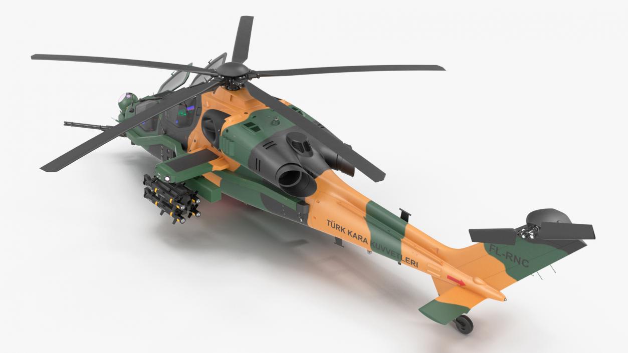 T129 ATAK Green Helicopter Rigged for Maya 3D