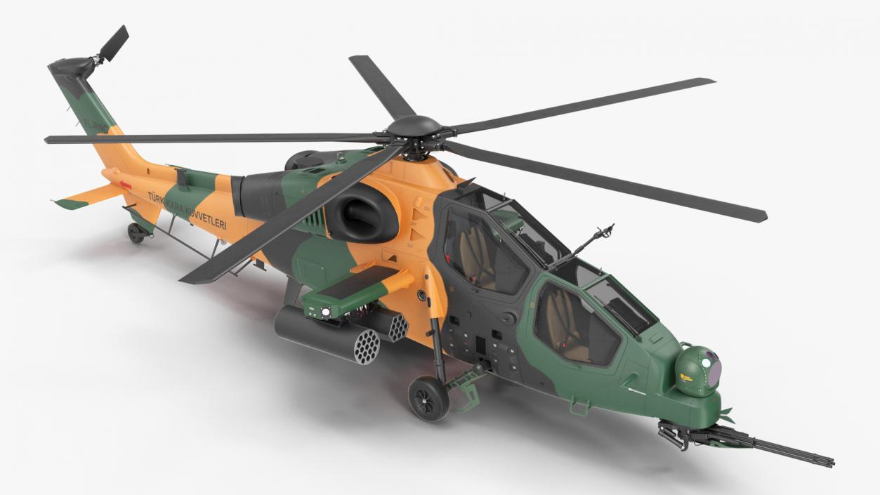 T129 ATAK Green Helicopter Rigged for Maya 3D