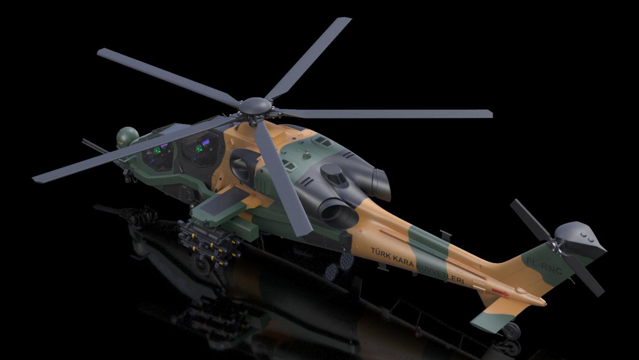 T129 ATAK Green Helicopter Rigged for Maya 3D