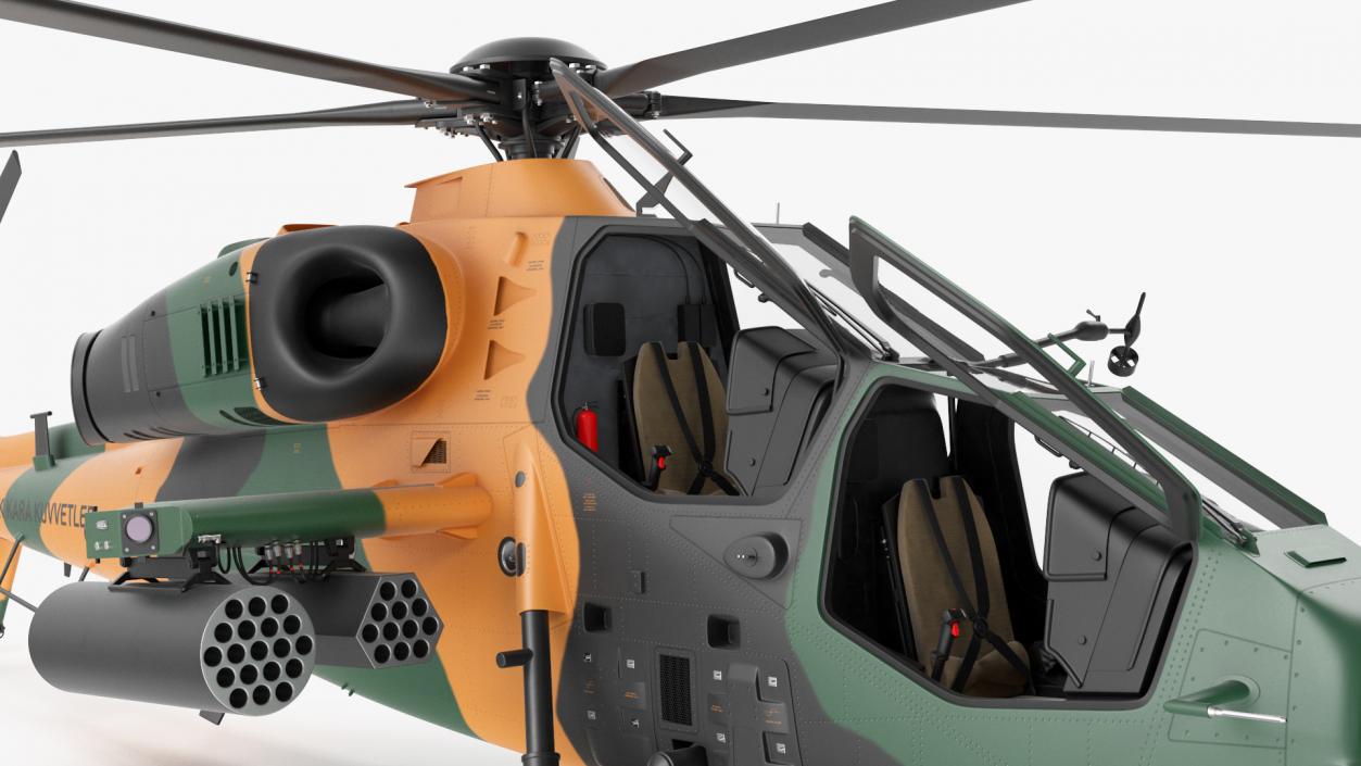 3D T129 ATAK Green Helicopter Rigged model