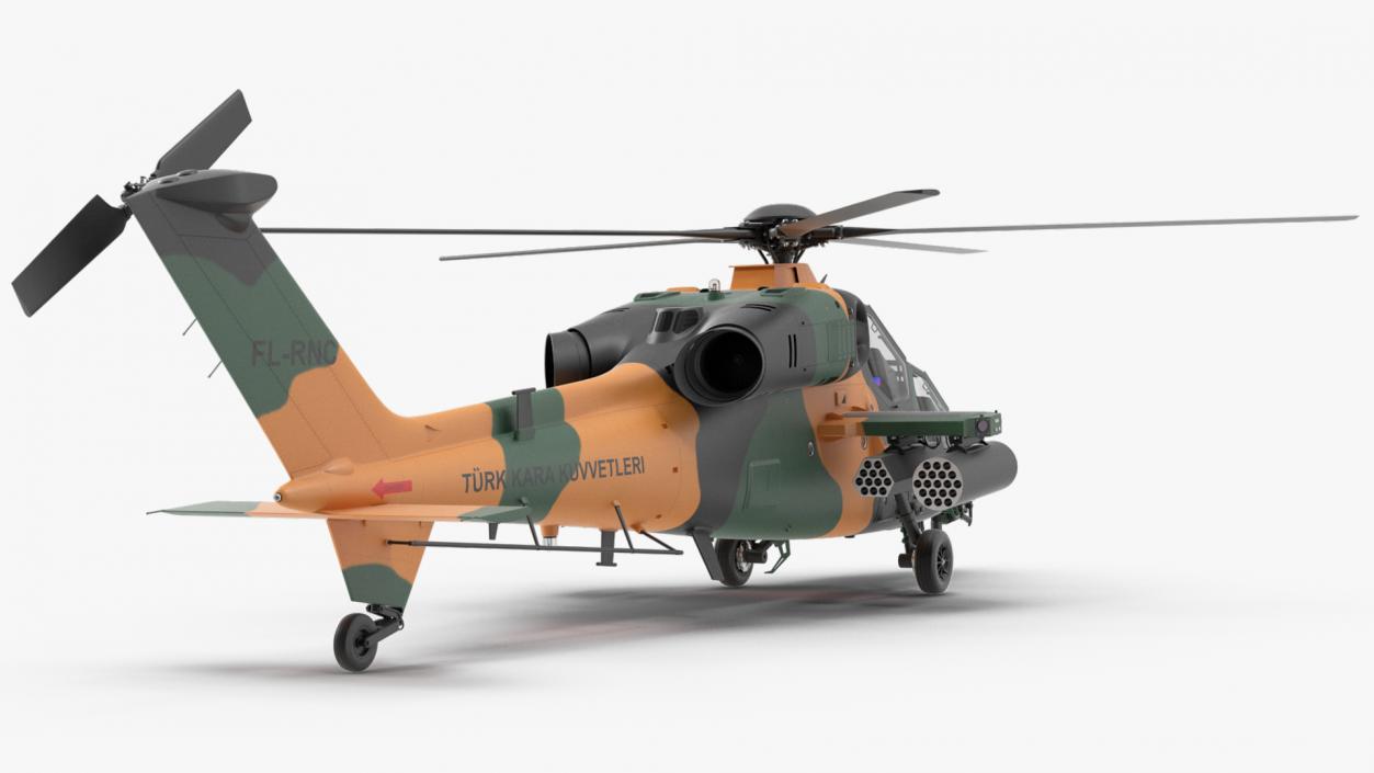 T129 ATAK Green Helicopter Rigged for Cinema 4D 3D