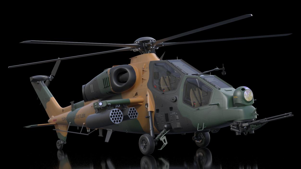 3D T129 ATAK Green Helicopter Rigged model