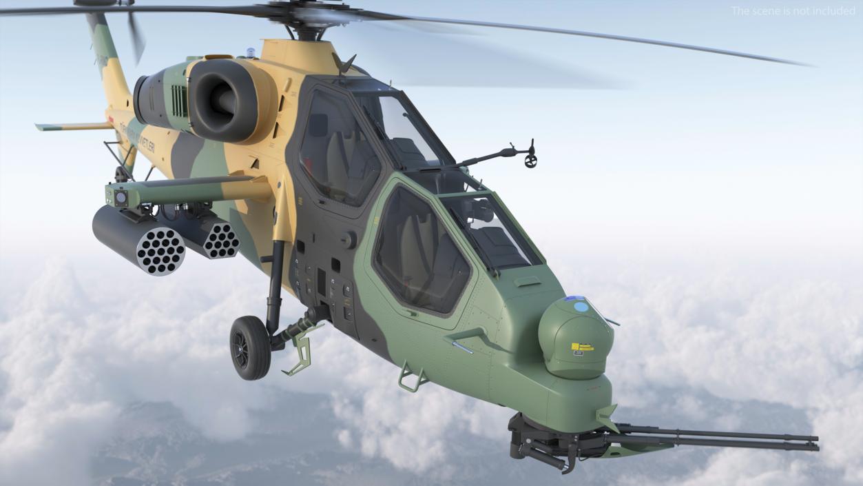 T129 ATAK Green Helicopter Rigged for Maya 3D