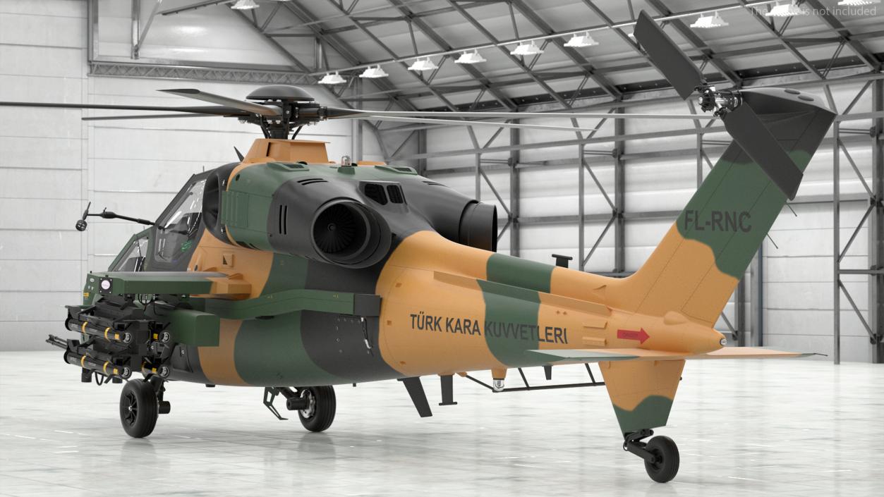 T129 ATAK Green Helicopter Rigged for Maya 3D