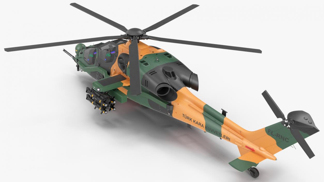 T129 ATAK Green Helicopter Rigged for Maya 3D