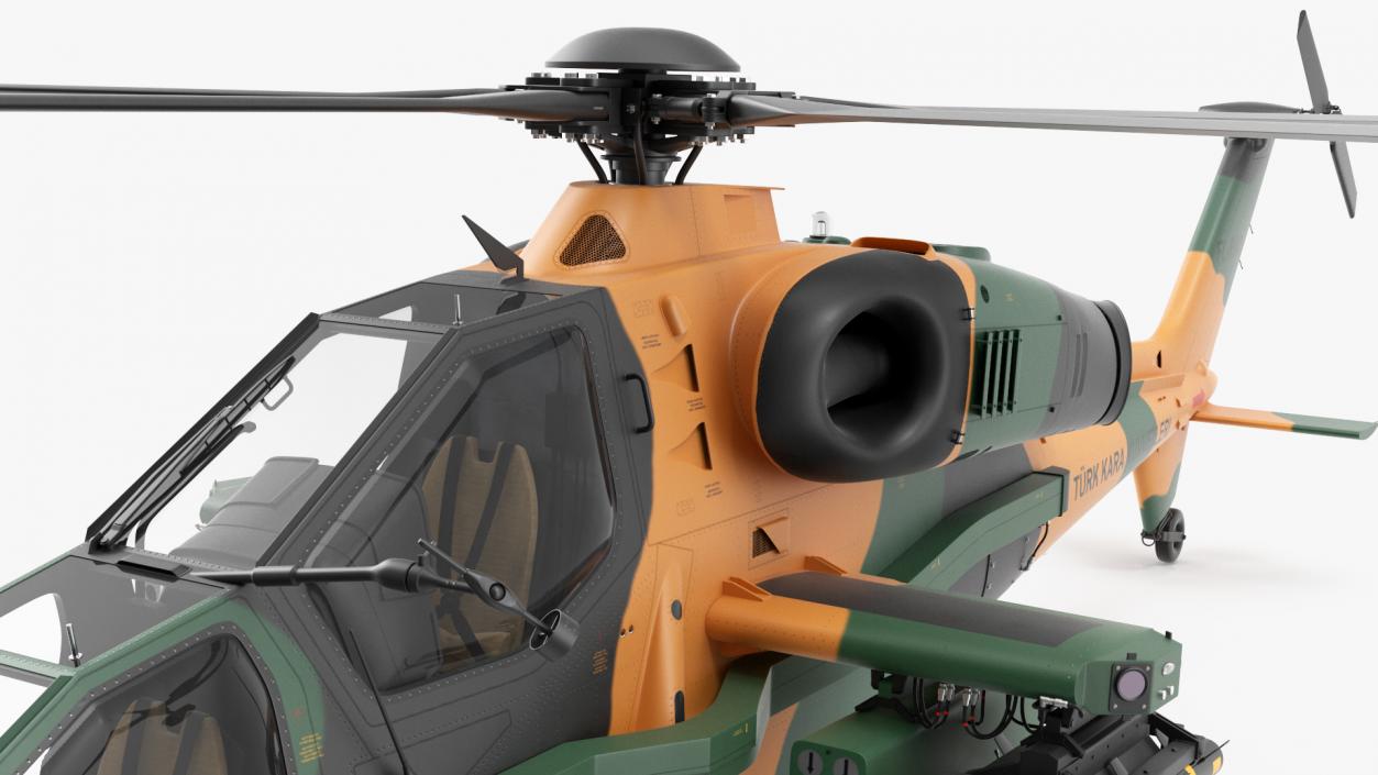 T129 ATAK Green Helicopter Rigged for Maya 3D