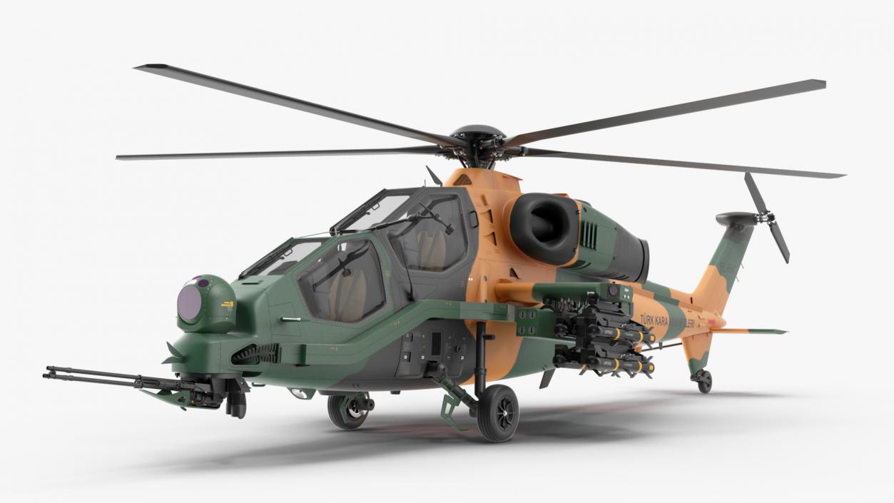 T129 ATAK Green Helicopter Rigged for Cinema 4D 3D