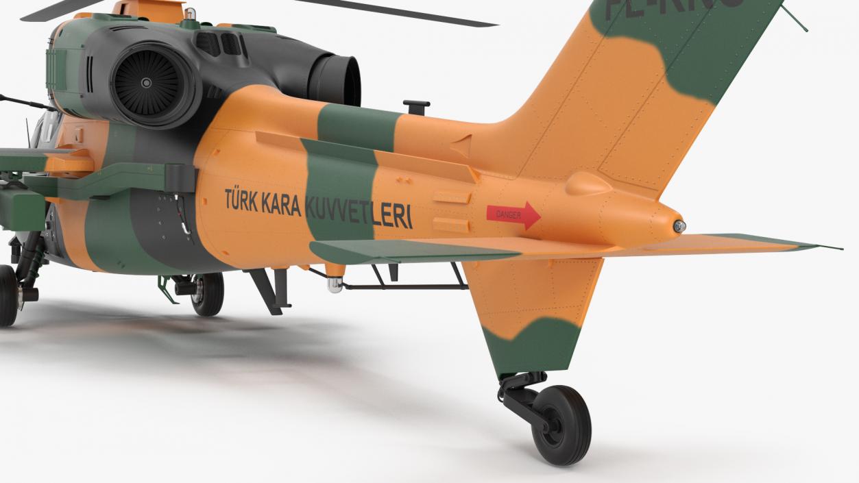 3D T129 ATAK Green Helicopter Rigged model