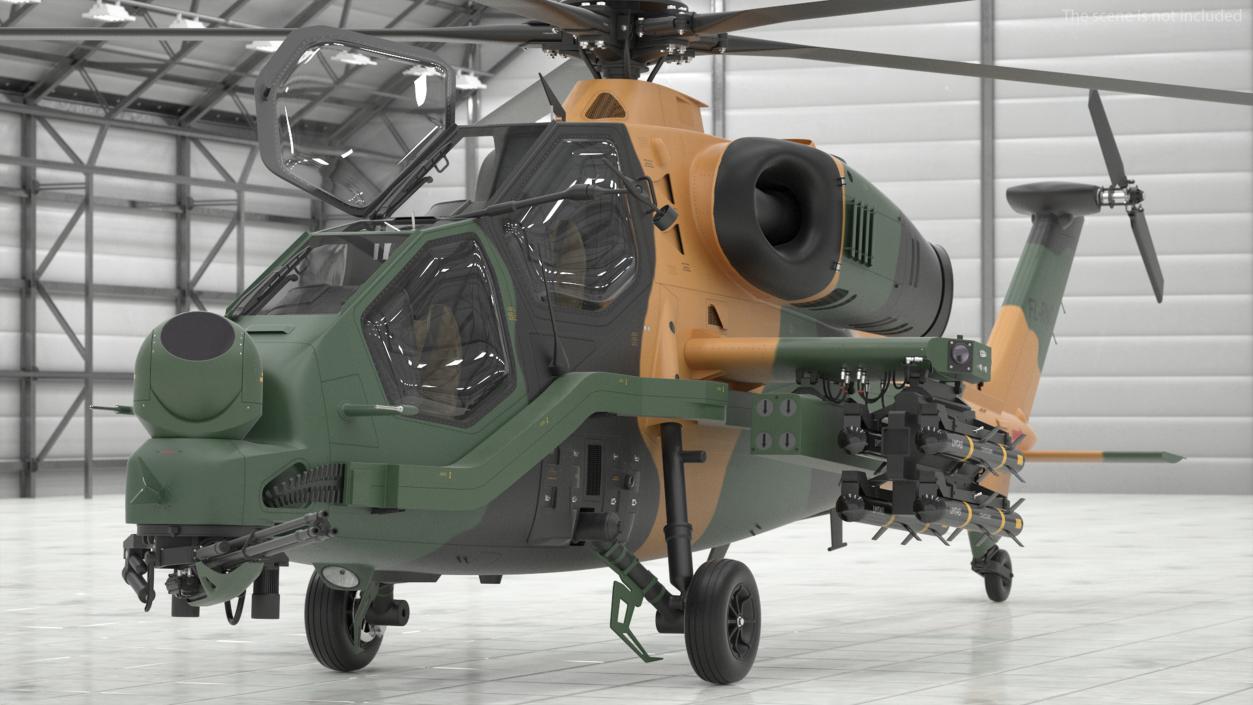 T129 ATAK Green Helicopter Rigged for Cinema 4D 3D