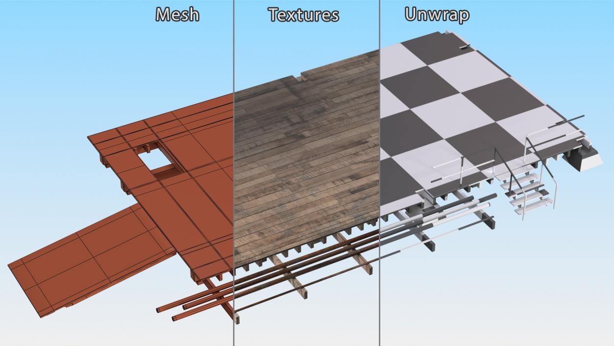 3D model Wooden Terrace for Oil Derrick