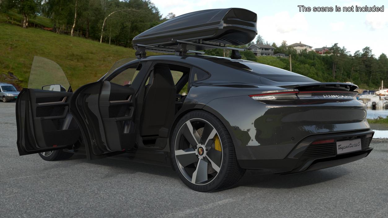 Porsche Taycan Turbo Black with Roofbox 3D model