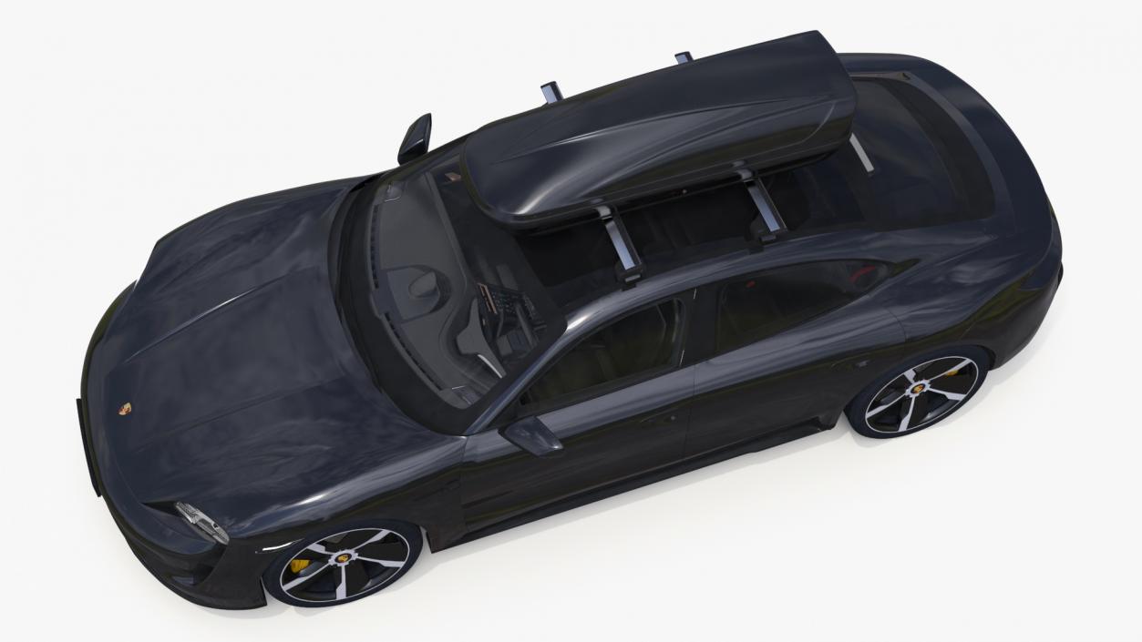 Porsche Taycan Turbo Black with Roofbox 3D model