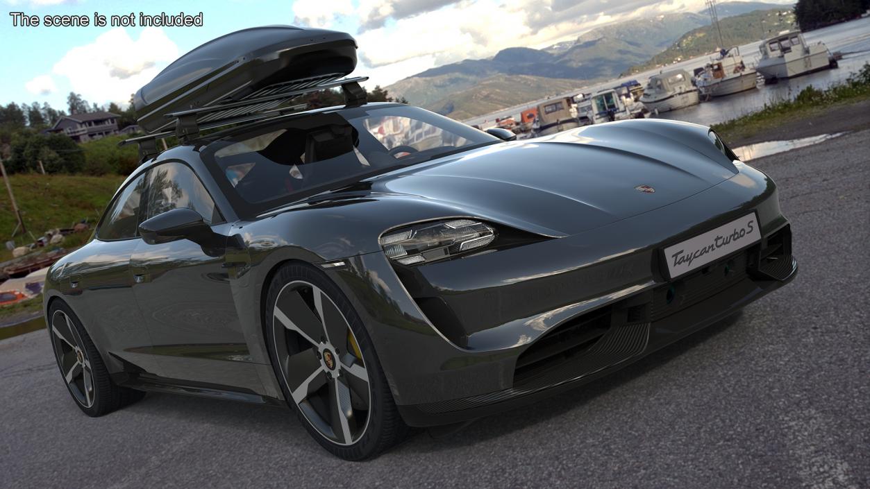 Porsche Taycan Turbo Black with Roofbox 3D model