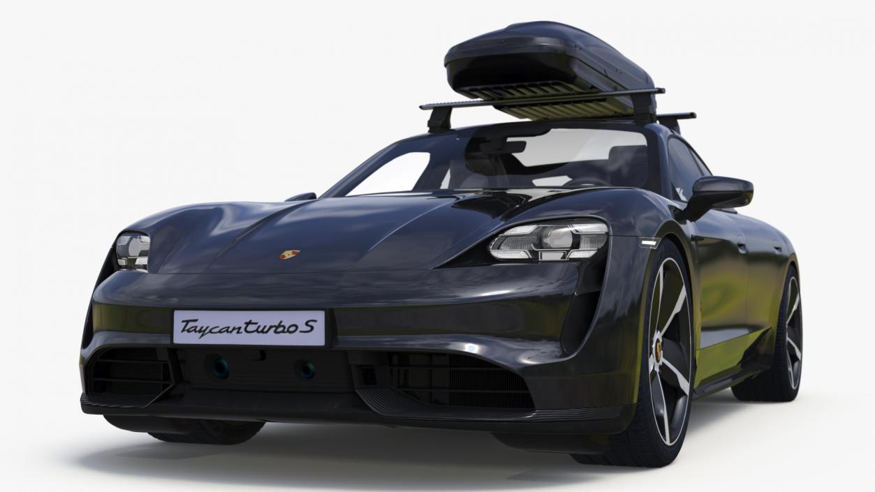 Porsche Taycan Turbo Black with Roofbox 3D model