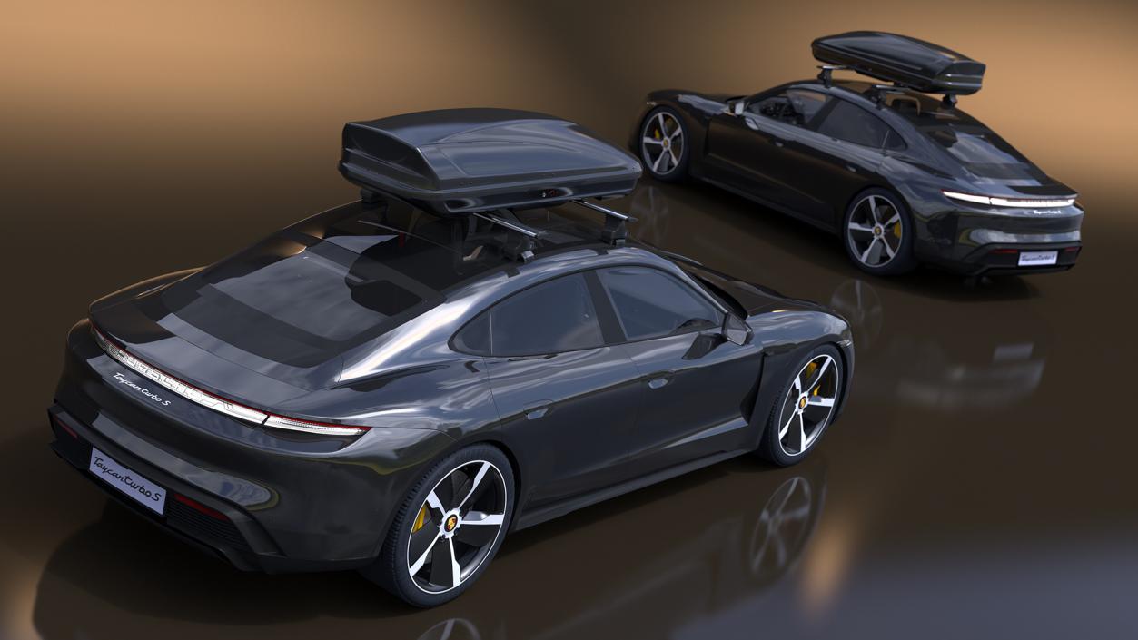 Porsche Taycan Turbo Black with Roofbox 3D model