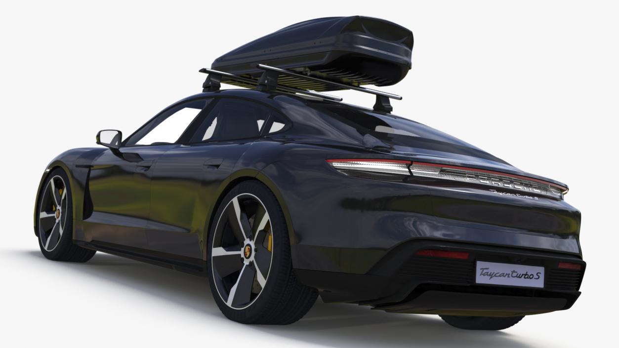 Porsche Taycan Turbo Black with Roofbox 3D model