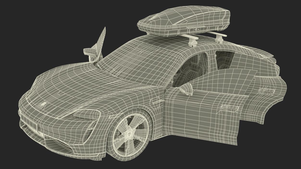 Porsche Taycan Turbo Black with Roofbox 3D model