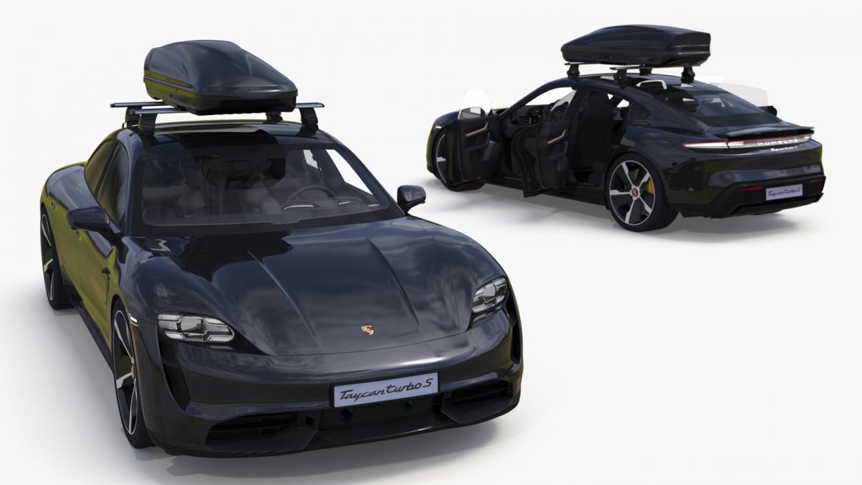 Porsche Taycan Turbo Black with Roofbox 3D model