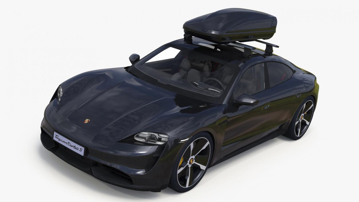 Porsche Taycan Turbo Black with Roofbox 3D model