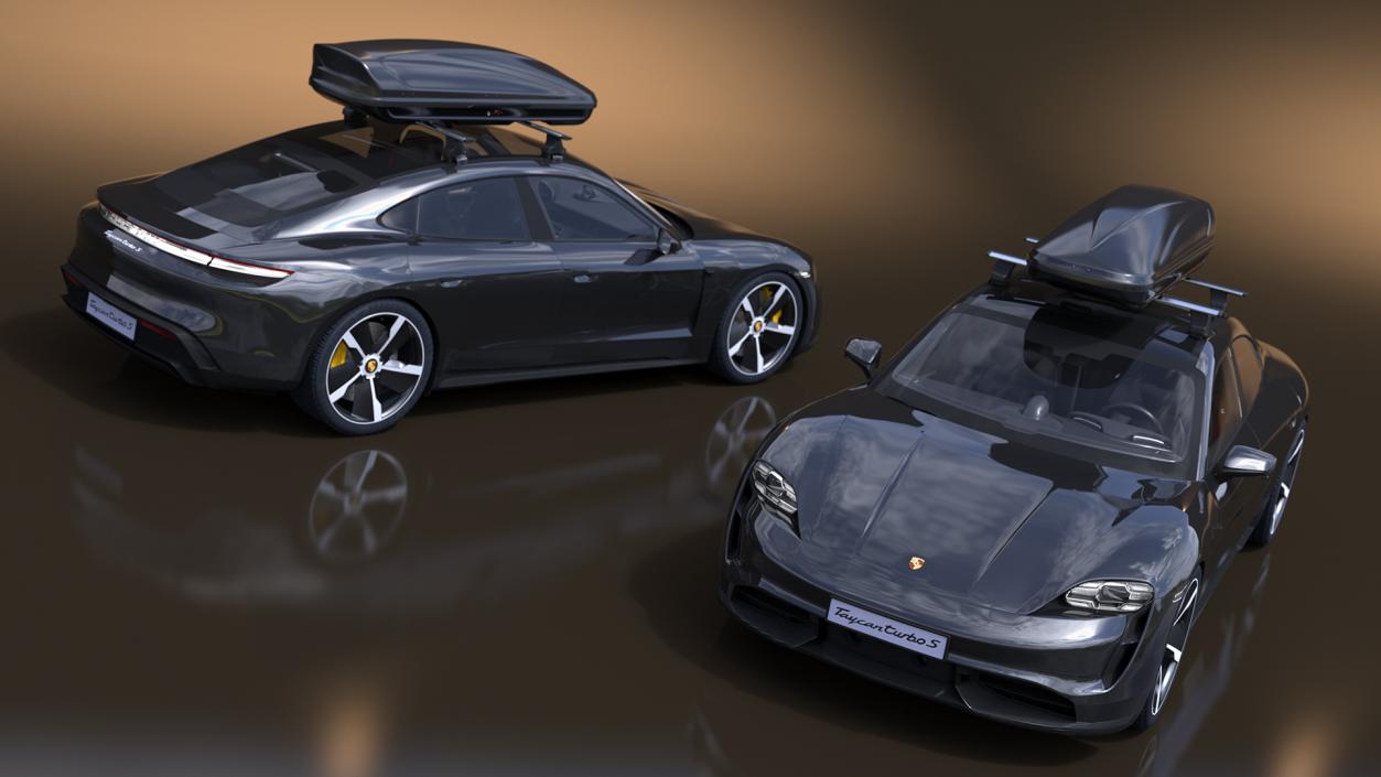 Porsche Taycan Turbo Black with Roofbox 3D model