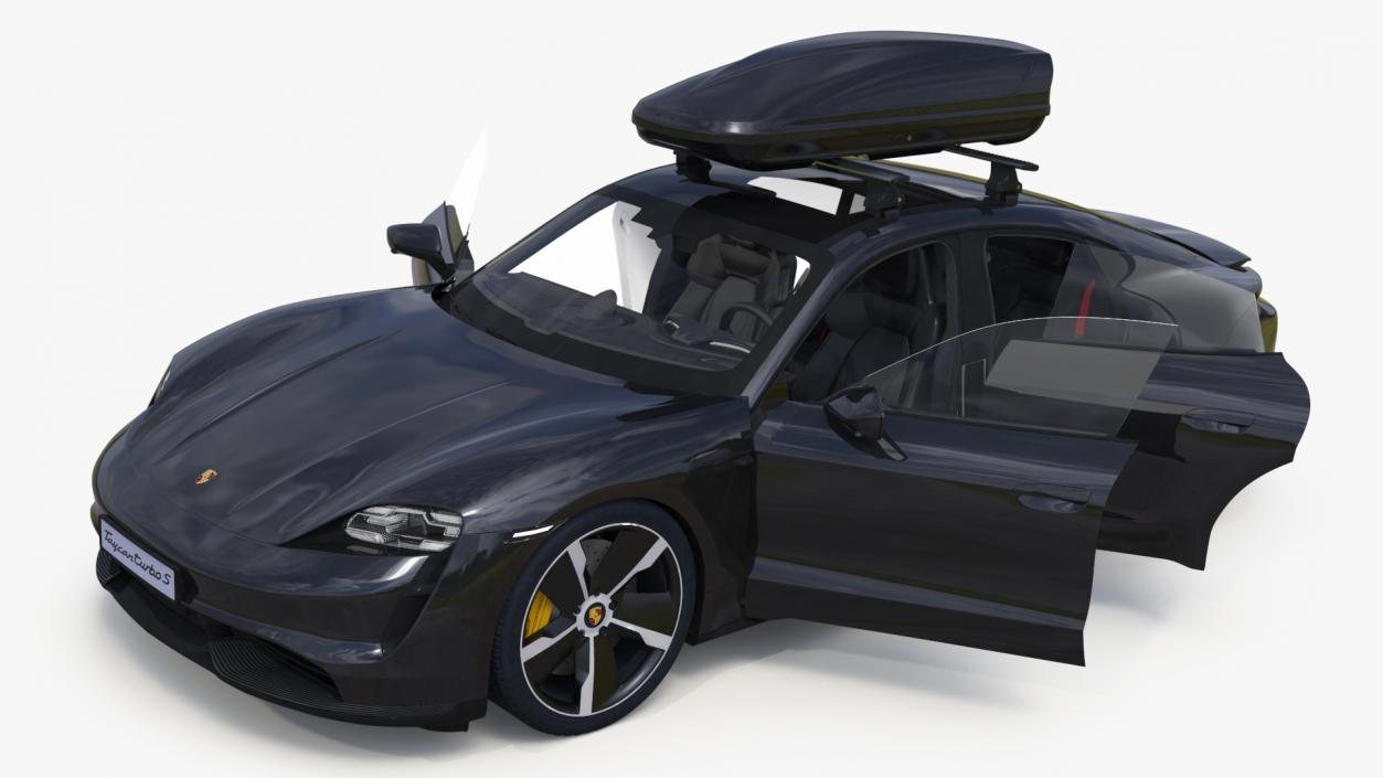 Porsche Taycan Turbo Black with Roofbox 3D model