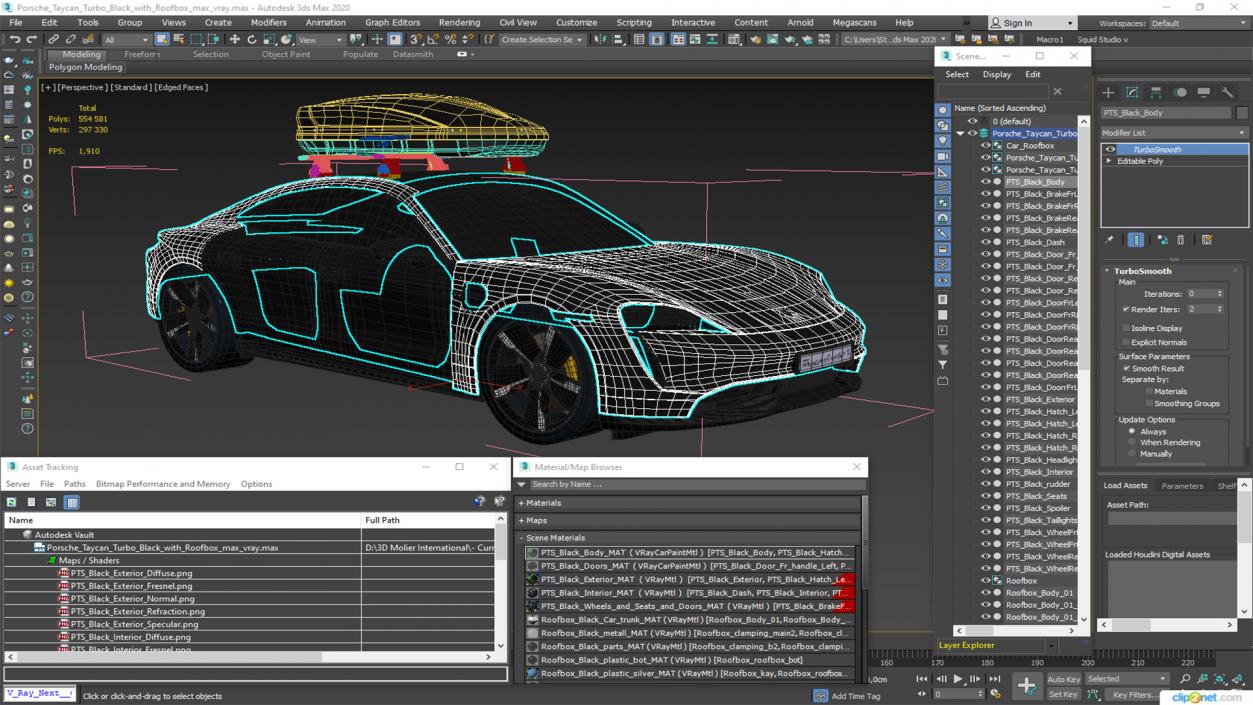 Porsche Taycan Turbo Black with Roofbox 3D model