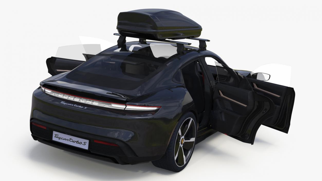 Porsche Taycan Turbo Black with Roofbox 3D model