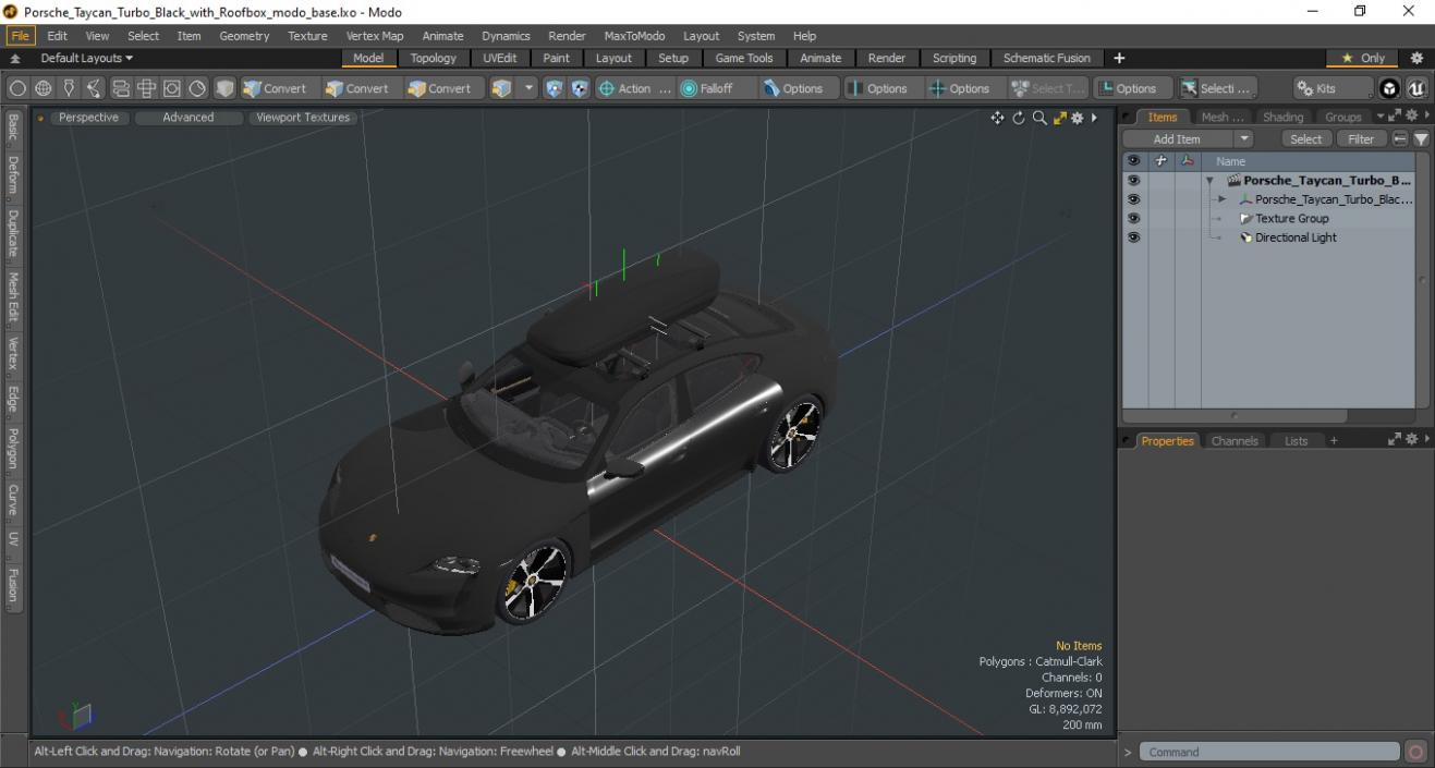 Porsche Taycan Turbo Black with Roofbox 3D model