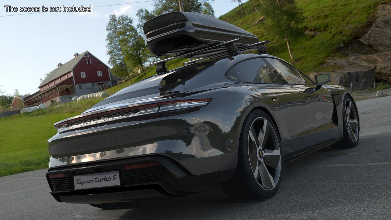 Porsche Taycan Turbo Black with Roofbox 3D model