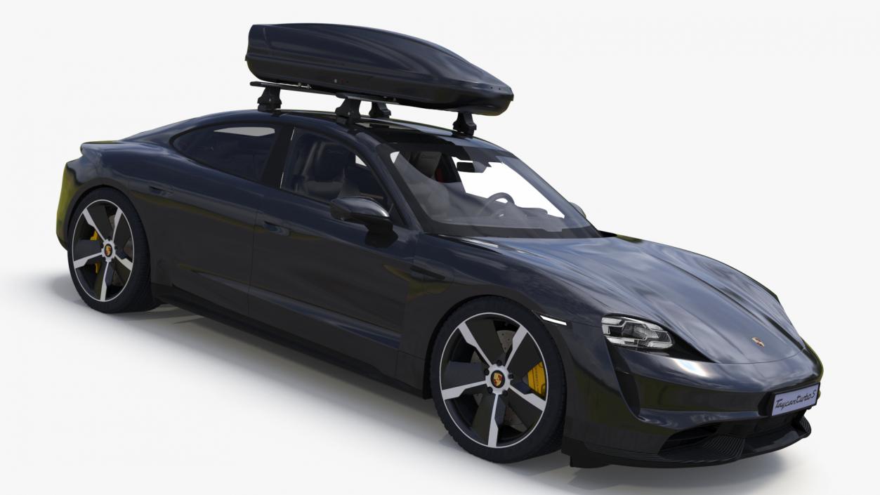 Porsche Taycan Turbo Black with Roofbox 3D model