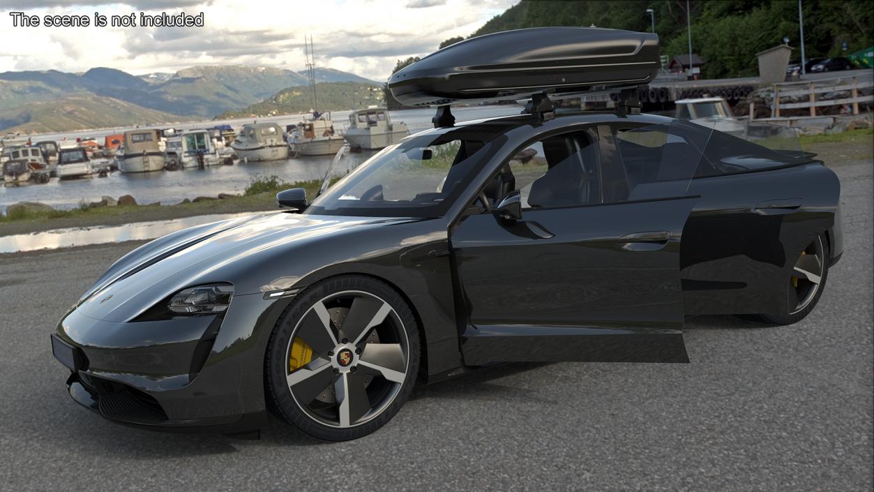 Porsche Taycan Turbo Black with Roofbox 3D model