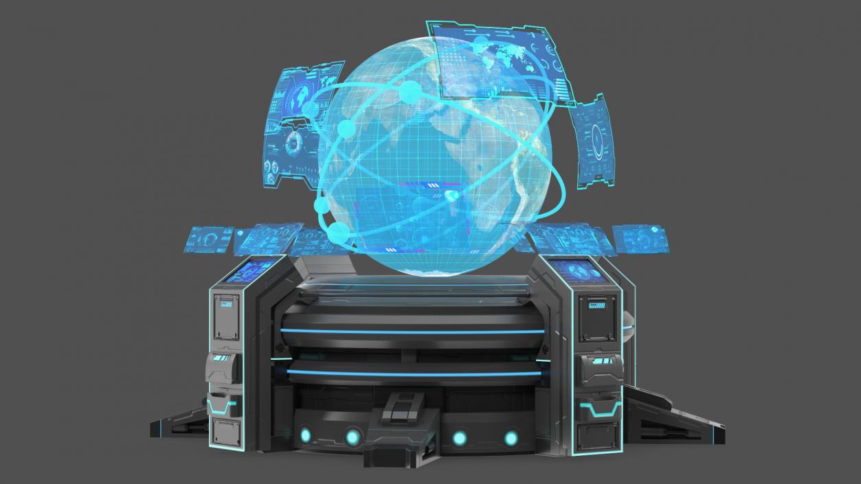 Futuristic Hologram Control Panel Black 3D model