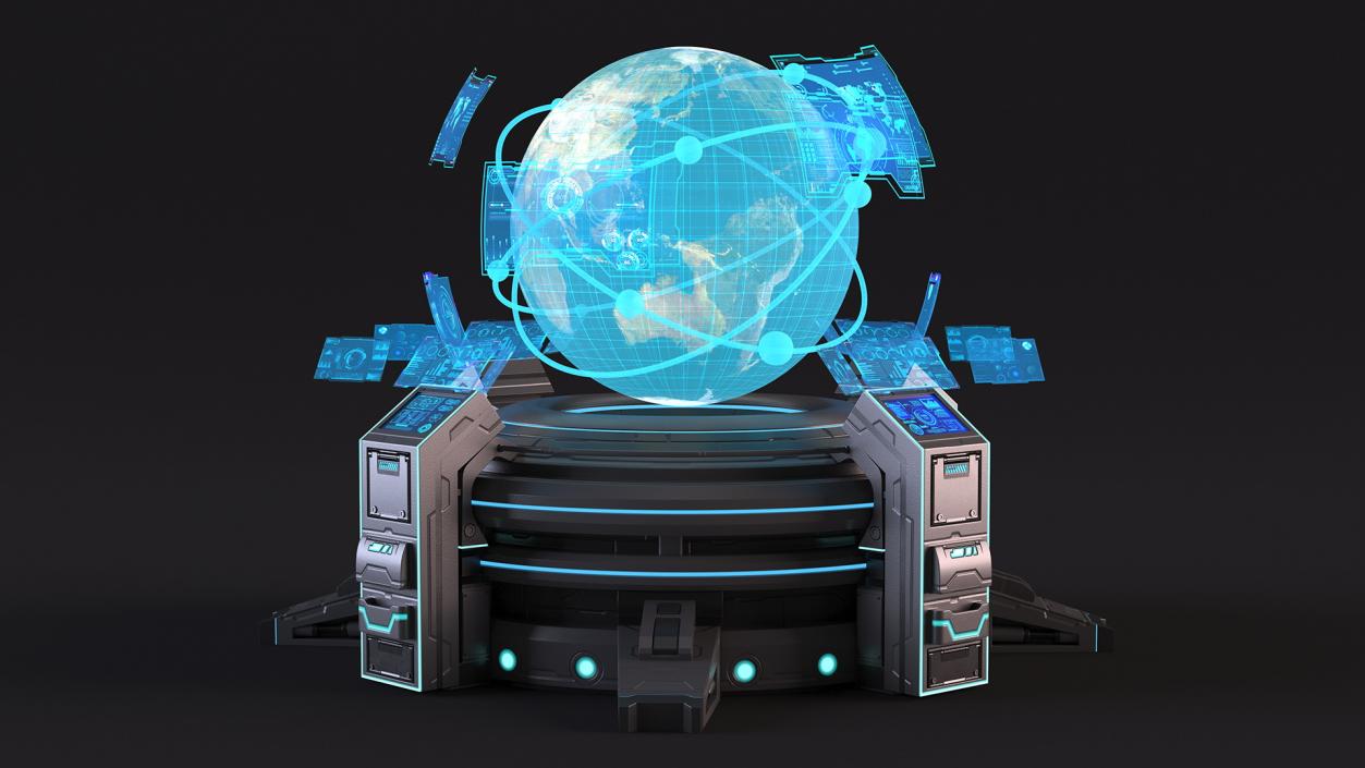 Futuristic Hologram Control Panel Black 3D model