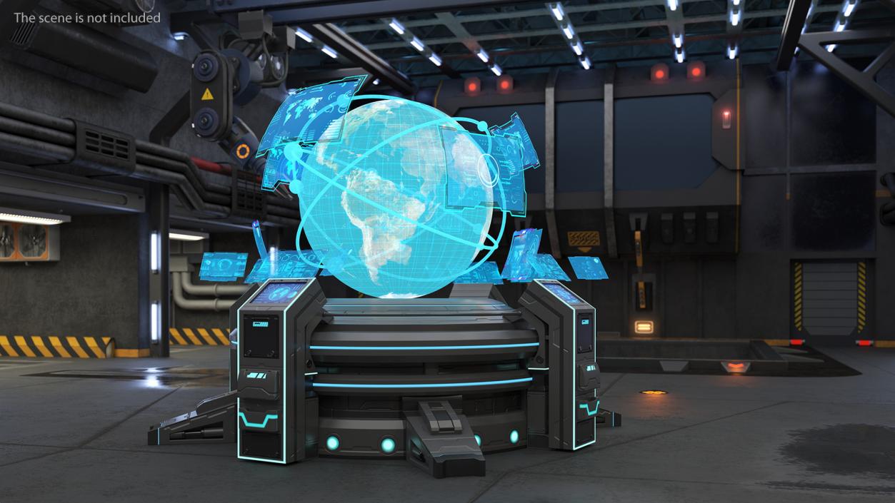 Futuristic Hologram Control Panel Black 3D model