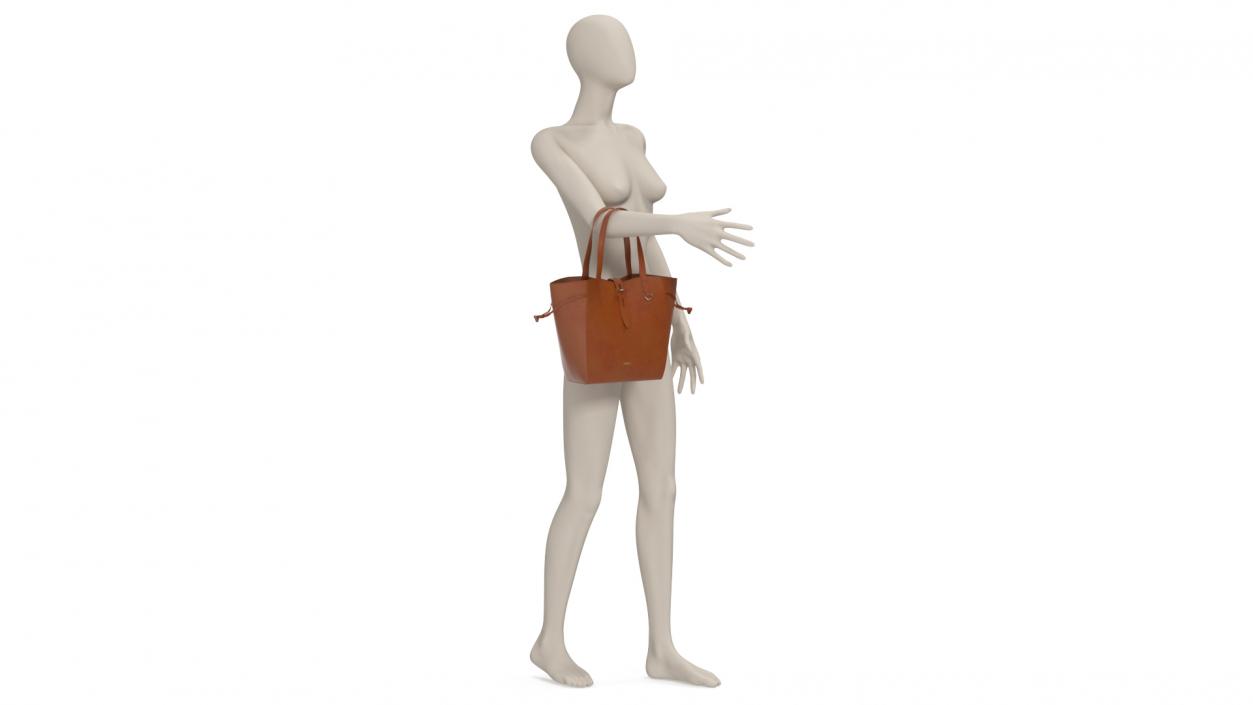 3D Furla Net Tote Bag Cognac on Mannequin model