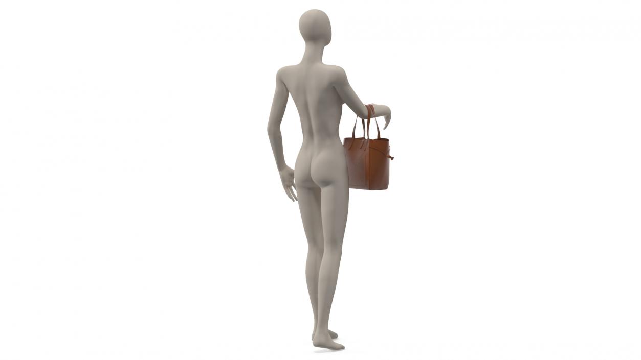 3D Furla Net Tote Bag Cognac on Mannequin model