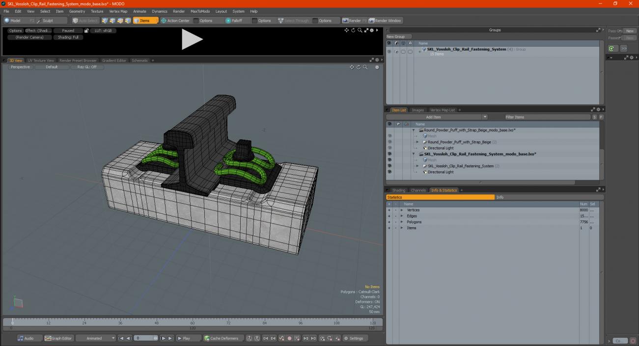 3D SKL Vossloh Clip Rail Fastening System model